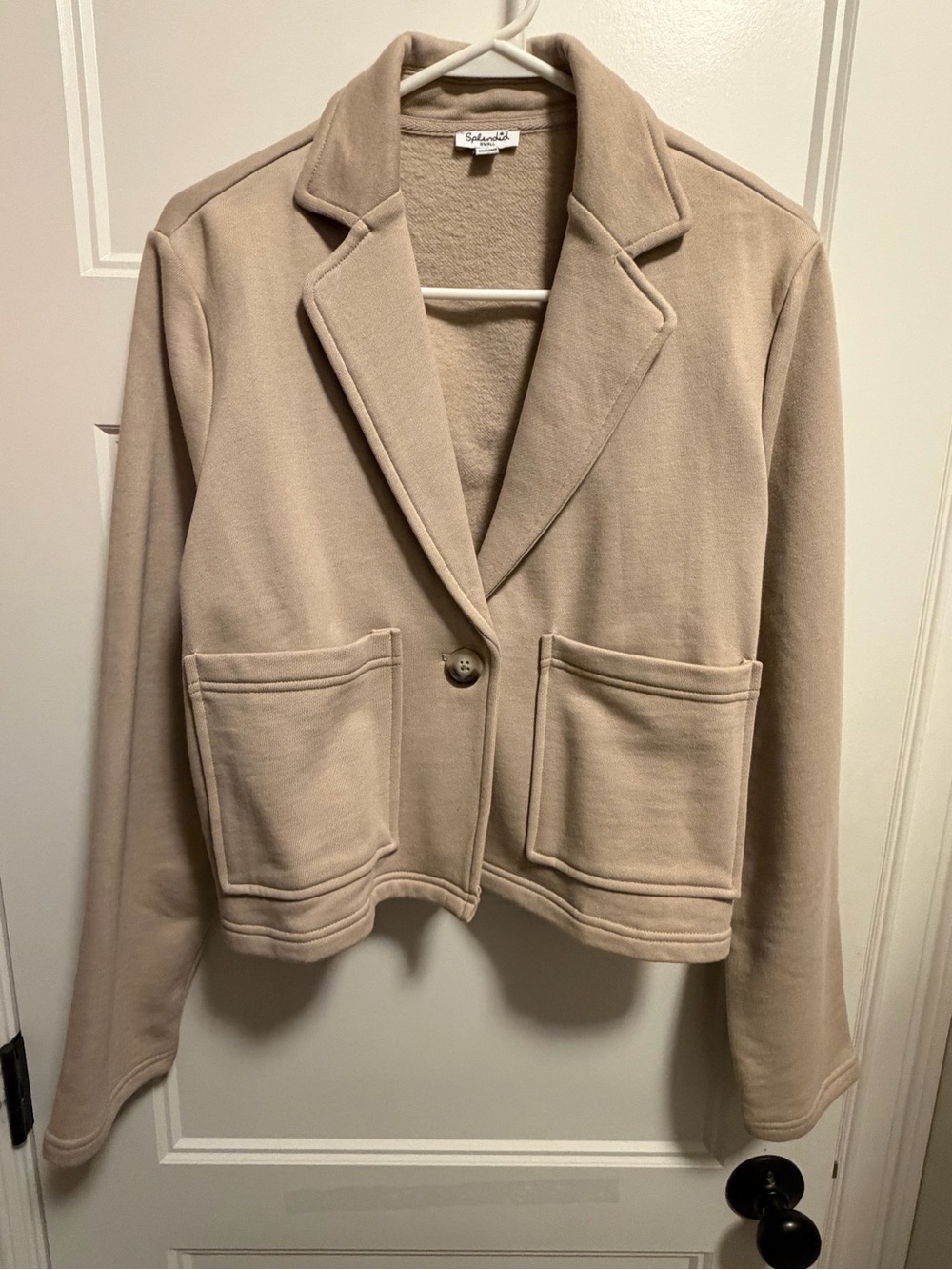 Splendid Taupe Cropped Single-Button Blazer
